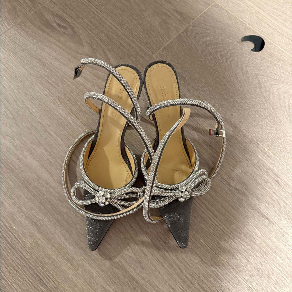 Gray Heels with Rhinestone Accents